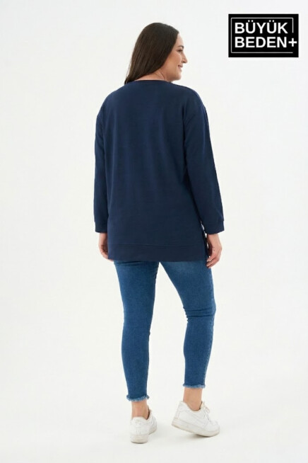 Kadın Tunik Büyük Beden Capri Island Baskılı ince Sweatshırt SPR26BTK990-1