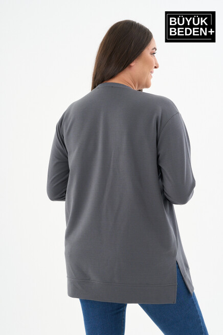 Kadın Tunik Büyük Beden Capri Island Baskılı ince Sweatshırt SPR26BTK990-1