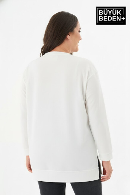 Kadın Tunik Büyük Beden Capri Island Baskılı ince Sweatshırt SPR26BTK990-1