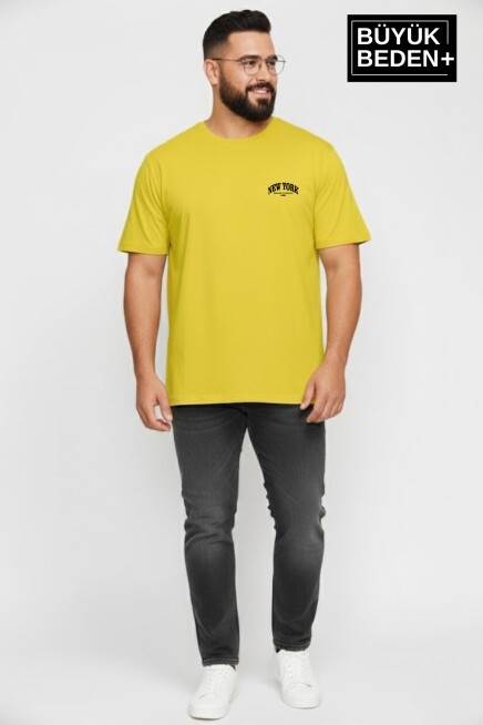  Süperlife Erkek Büyük Beden New York Baskılı 3xl-6xl Bisiklet Yaka Tshırt SPR26BTS510-05