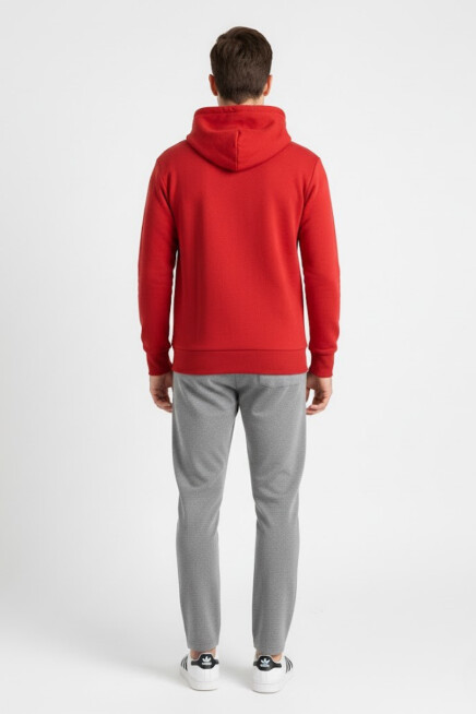 Süperlife Kapşonlu Uzun Kollu Baskılı Dar Kalıp İnce Erkek Sweatshirt SPR 2019K61