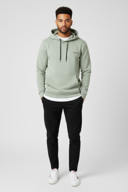 Süperlife Kapşonlu Uzun Kollu Baskılı Dar Kalıp İnce Erkek Sweatshirt SPR 2019K61