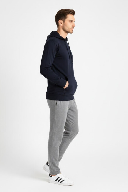 Süperlife Kapşonlu Uzun Kollu Baskılı Dar Kalıp İnce Erkek Sweatshirt SPR 2019K61