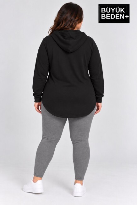 Kadın Büyük Beden Fermuarlı Kapüşonlu Sweatshirt Günlük Rahat Kesim SPR26BHR994