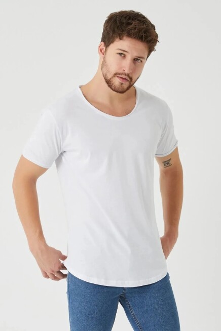 The One Erkek Pis yaka Oval Kesim Basic T-Shirt