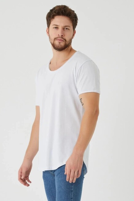 The One Erkek Pis yaka Oval Kesim Basic T-Shirt
